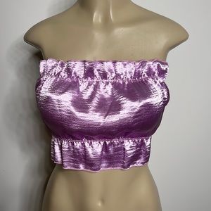 Luna Chix medium purple satin lace up crop top